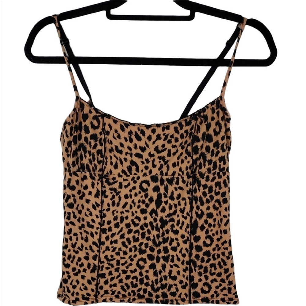 Betsy Johnson Intimates Brown Leopard Print Adjustable Spaghetti Straps Cami Top